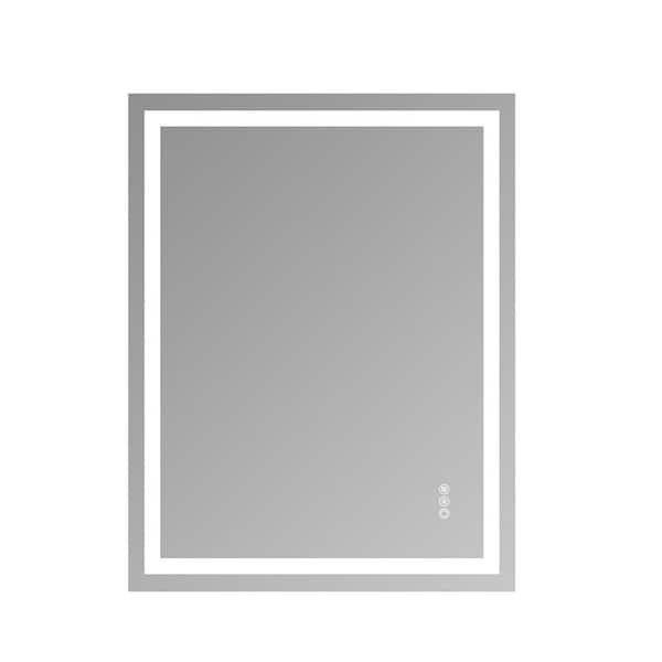 36 in W x 30 in H Rectangular Frameless Anti-Fog Wall-Mounted LED Light Bathroom Vanity Mirror in Silver